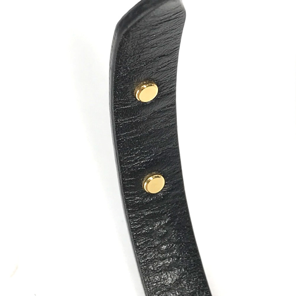 LOUIS VUITTON bracelet M8025F leather black Monogram Flower Cruiser Bracelet Women 17 Used Authentic