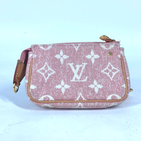 LOUIS VUITTON Coin case M81176 Monogram denim pink Monogram jacquard denim Micro Pochette Accessoires Women Used Authentic