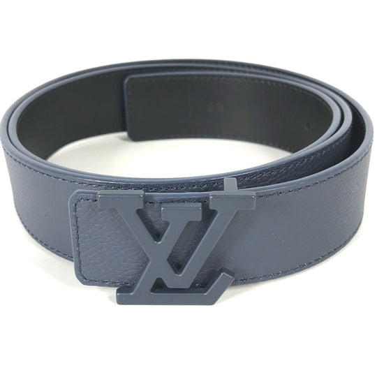 LOUIS VUITTON belt M0634T Taurillon Clemence Leather Navy Belt: LV Aerogram 35MM mens 95 Used Authentic