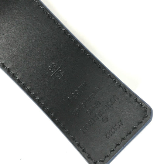 LOUIS VUITTON belt M0634T Taurillon Clemence Leather Navy Belt: LV Aerogram 35MM mens 95 Used Authentic
