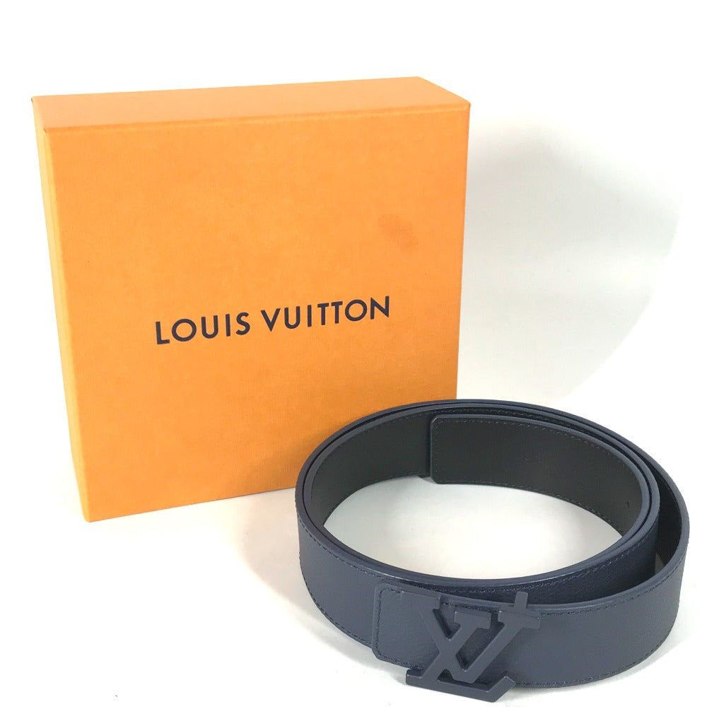 LOUIS VUITTON belt M0634T Taurillon Clemence Leather Navy Belt: LV Aerogram 35MM mens 95 Used Authentic