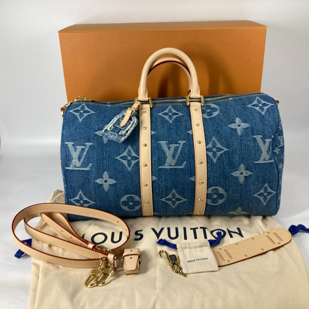 LOUIS VUITTON Boston Duffel bag M24315 Monogram denim blue New LV Remix Keepall･bandouliere 45 Women Used Authentic