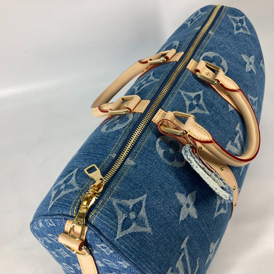 LOUIS VUITTON Boston Duffel bag M24315 Monogram denim blue New LV Remix Keepall･bandouliere 45 Women Used Authentic
