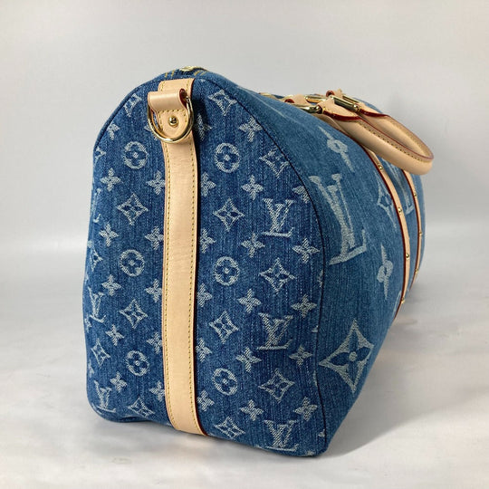 LOUIS VUITTON Boston Duffel bag M24315 Monogram denim blue New LV Remix Keepall･bandouliere 45 Women Used Authentic