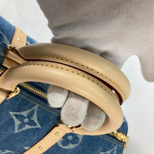 LOUIS VUITTON Boston Duffel bag M24315 Monogram denim blue New LV Remix Keepall･bandouliere 45 Women Used Authentic