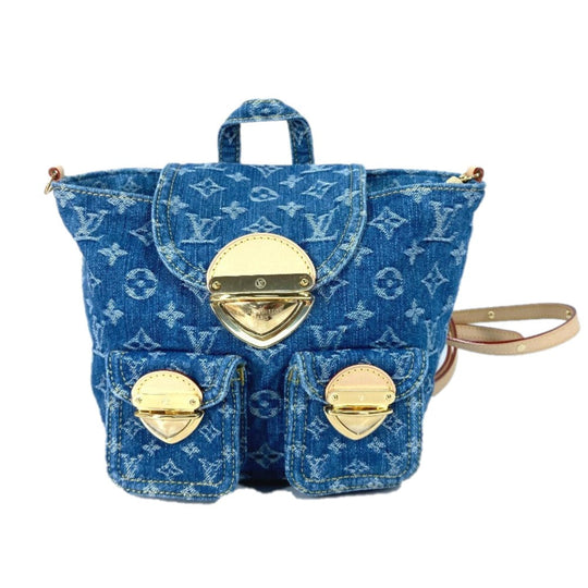 LOUIS VUITTON Backpack M46836 Monogram denim blue New LV Remix Venice Women Used Authentic