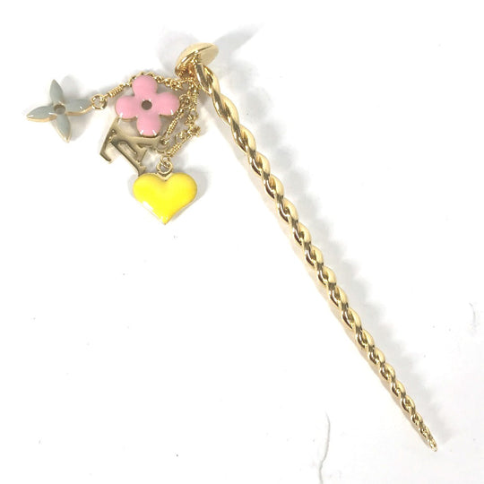 LOUIS VUITTON hair accessory M65847 metal gold hair accessory Sweet Monogram Pick Chevous Women Used Authentic