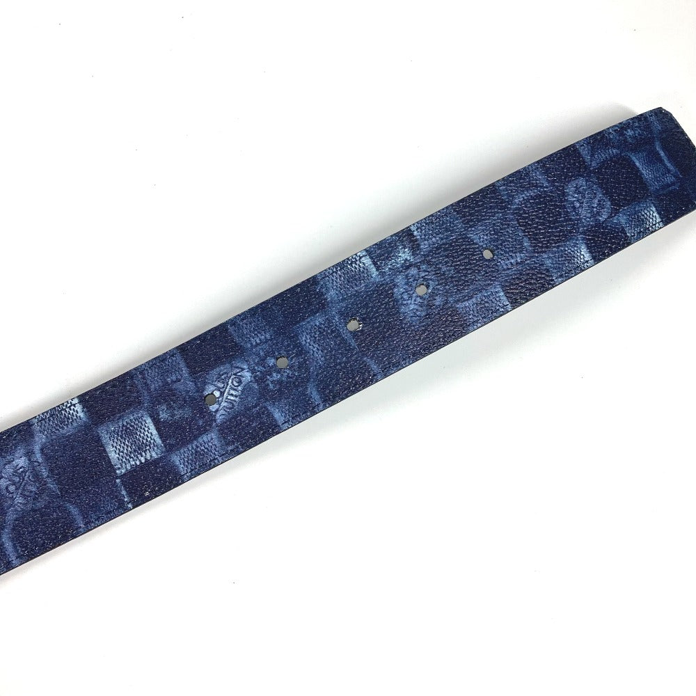 LOUIS VUITTON belt M0378V leather blue Suntulle LV Initial mens 85 Used Authentic