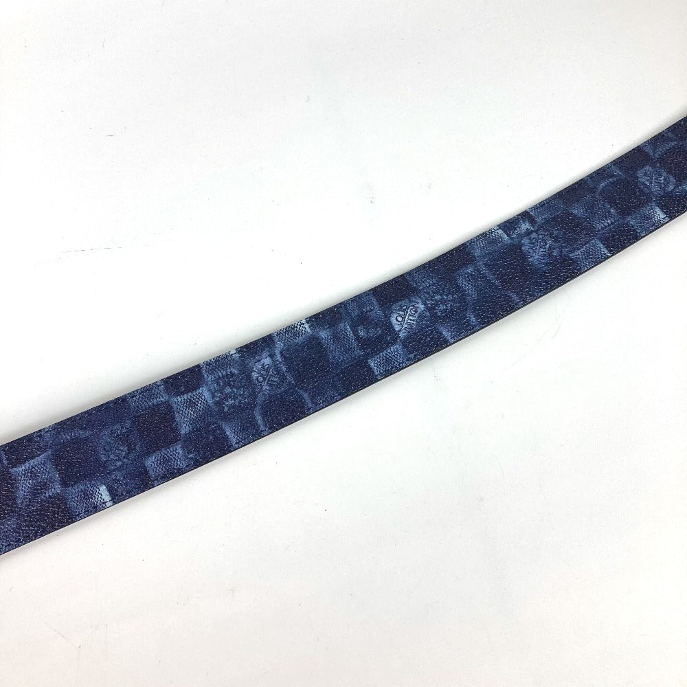 LOUIS VUITTON belt M0378V leather blue Suntulle LV Initial mens 85 Used Authentic