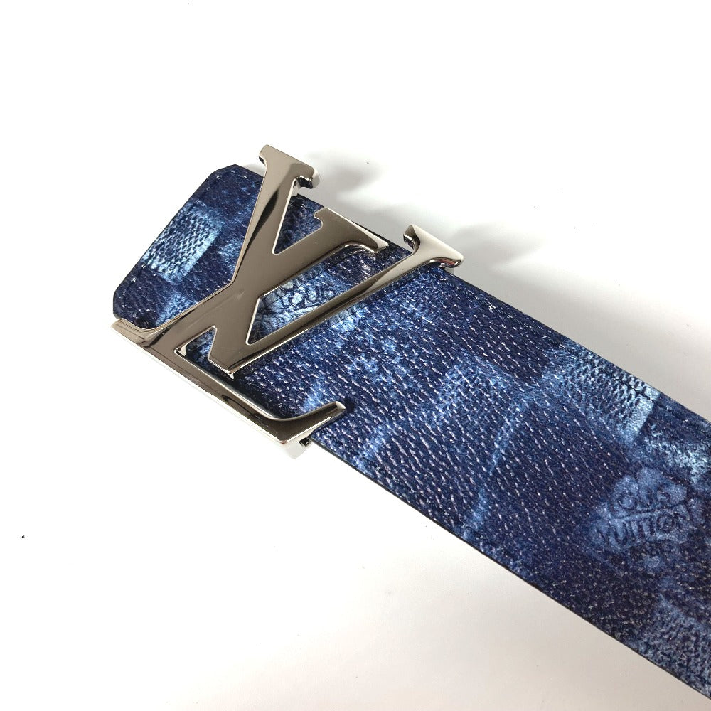 LOUIS VUITTON belt M0378V leather blue Suntulle LV Initial mens 85 Used Authentic