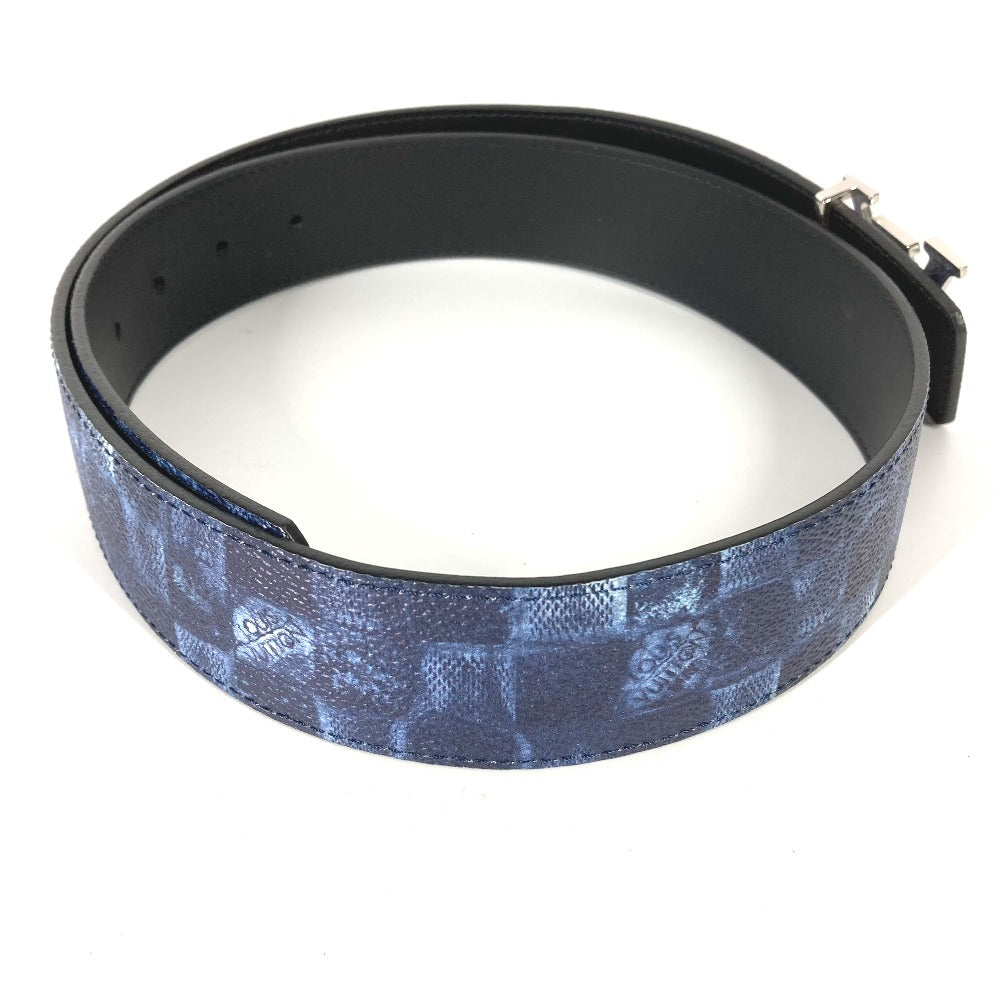 LOUIS VUITTON belt M0378V leather blue Suntulle LV Initial mens 85 Used Authentic