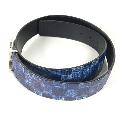 LOUIS VUITTON belt M0378V leather blue Suntulle LV Initial mens 85 Used Authentic
