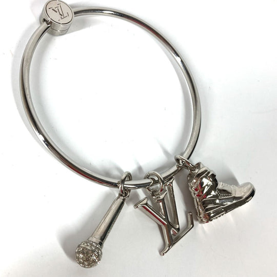 LOUIS VUITTON key ring M68854 metal Silver mike rhinestone sneakers Portocre round ring mens Used Authentic