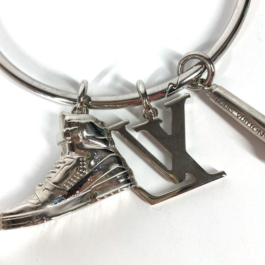 LOUIS VUITTON key ring M68854 metal Silver mike rhinestone sneakers Portocre round ring mens Used Authentic