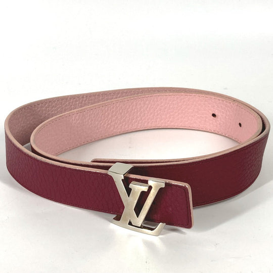 LOUIS VUITTON belt M6117W leather Light pink Reversible LV buckle Women 85 Used Authentic