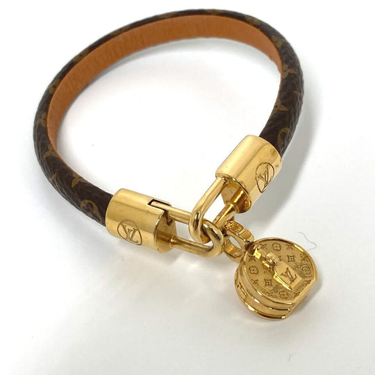 LOUIS VUITTON bracelet M6442F Monogram canvas Brown Monogram Bracelet LV Tribute Women 17 Used Authentic