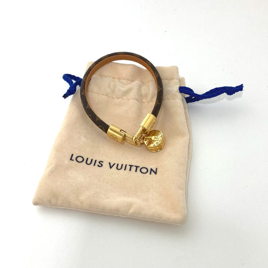 LOUIS VUITTON bracelet M6442F Monogram canvas Brown Monogram Bracelet LV Tribute Women 17 Used Authentic