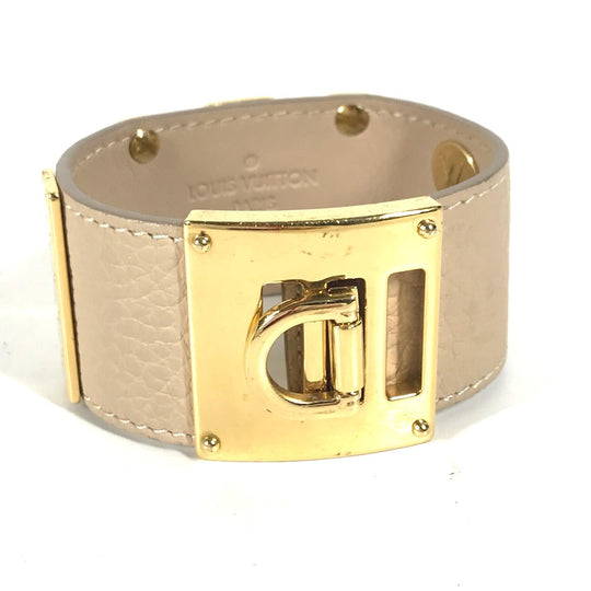 LOUIS VUITTON Bangle M6538�@ leather beige Brasserie SO LV Women 17 Used Authentic