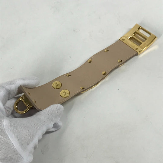 LOUIS VUITTON Bangle M6538�@ leather beige Brasserie SO LV Women 17 Used Authentic