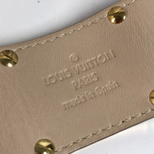 LOUIS VUITTON Bangle M6538�@ leather beige Brasserie SO LV Women 17 Used Authentic