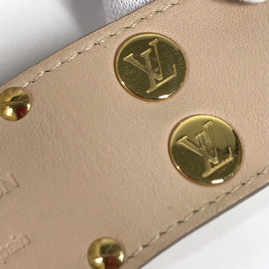 LOUIS VUITTON Bangle M6538�@ leather beige Brasserie SO LV Women 17 Used Authentic