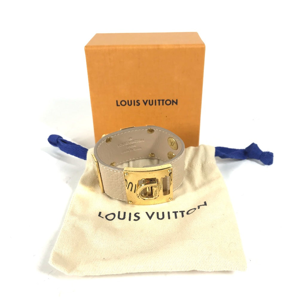 LOUIS VUITTON Bangle M6538�@ leather beige Brasserie SO LV Women 17 Used Authentic