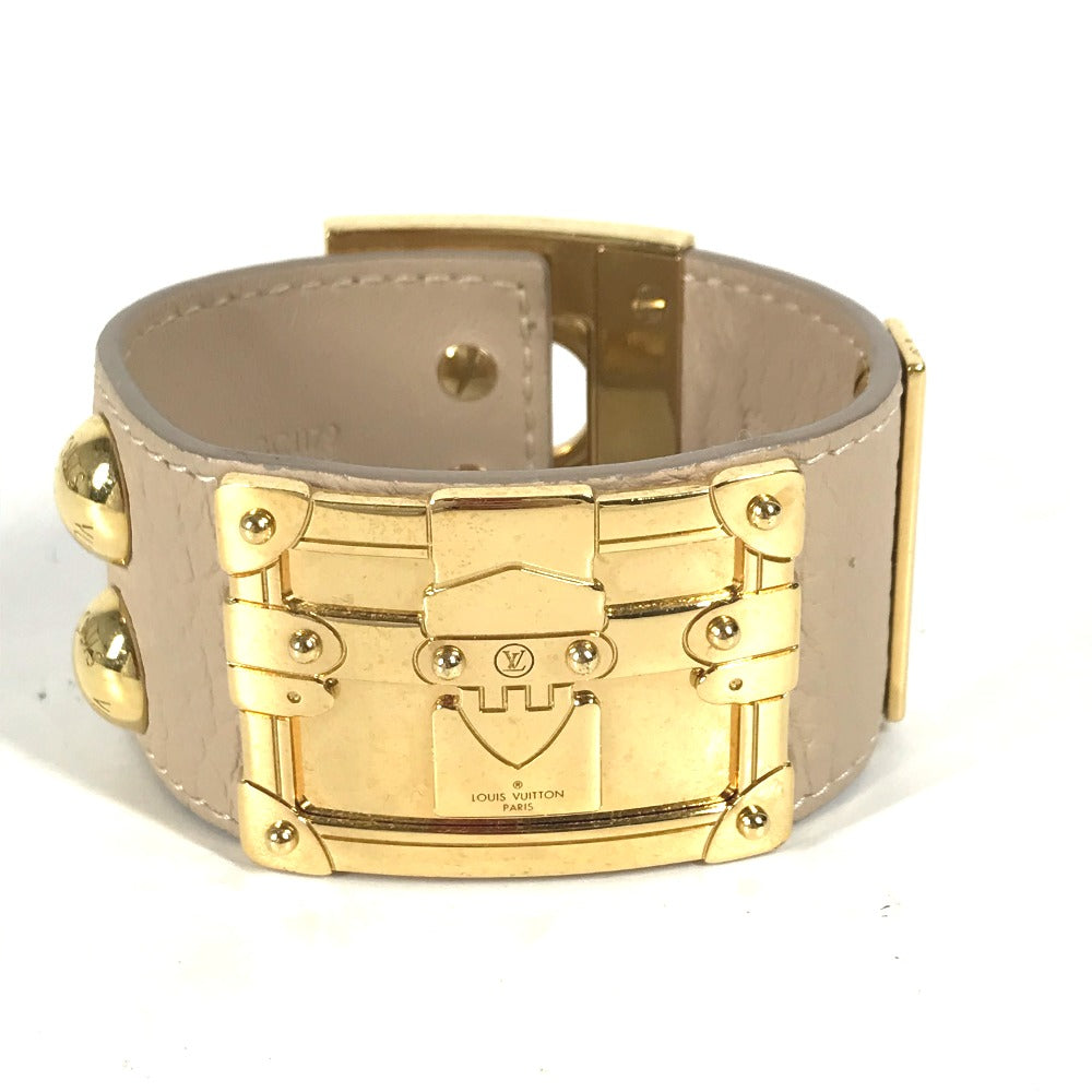 LOUIS VUITTON Bangle M6538�@ leather beige Brasserie SO LV Women 17 Used Authentic