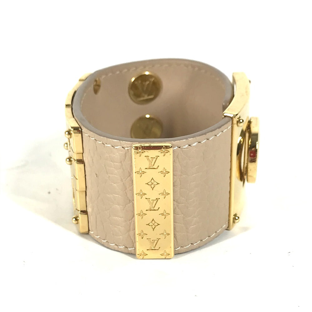 LOUIS VUITTON Bangle M6538�@ leather beige Brasserie SO LV Women 17 Used Authentic