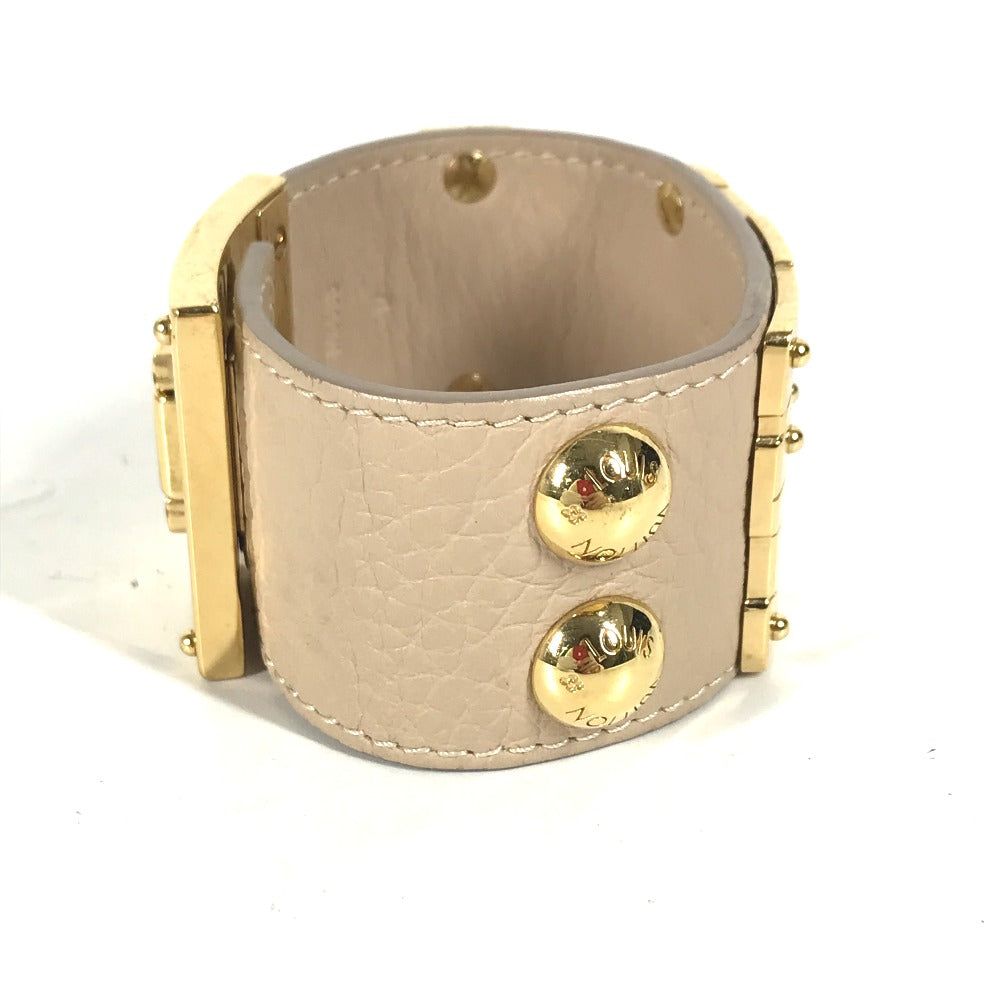 LOUIS VUITTON Bangle M6538�@ leather beige Brasserie SO LV Women 17 Used Authentic