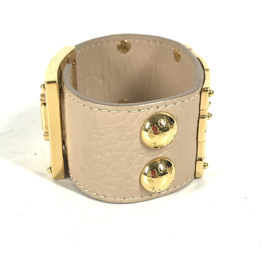 LOUIS VUITTON Bangle M6538�@ leather beige Brasserie SO LV Women 17 Used Authentic