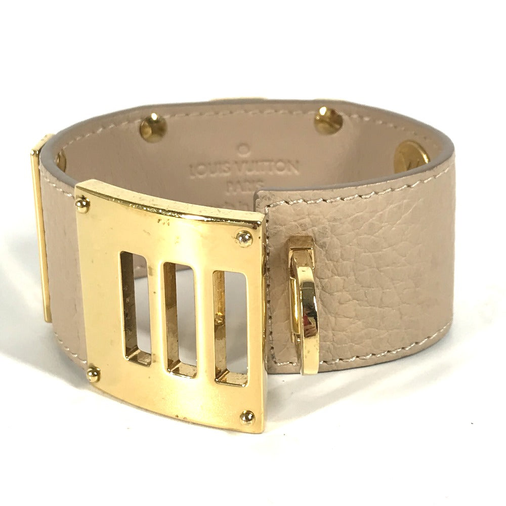 LOUIS VUITTON Bangle M6538�@ leather beige Brasserie SO LV Women 17 Used Authentic