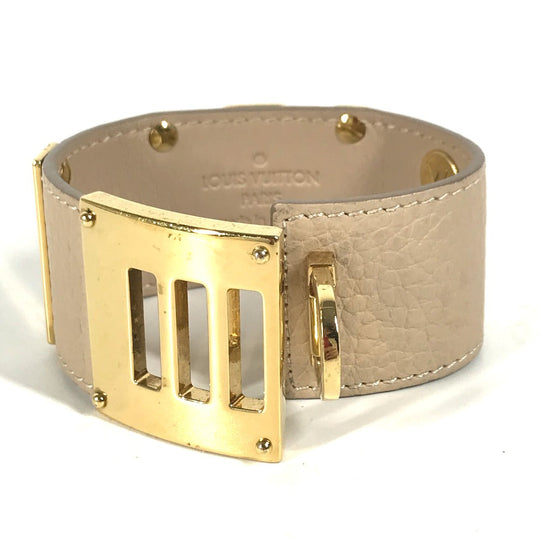 LOUIS VUITTON Bangle M6538�@ leather beige Brasserie SO LV Women 17 Used Authentic