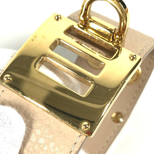 LOUIS VUITTON Bangle M6538�@ leather beige Brasserie SO LV Women 17 Used Authentic
