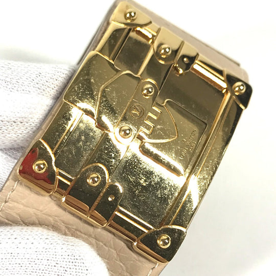 LOUIS VUITTON Bangle M6538�@ leather beige Brasserie SO LV Women 17 Used Authentic