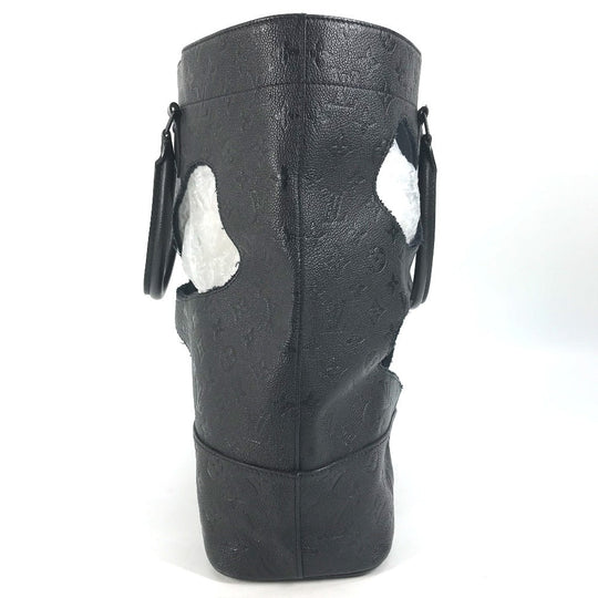 LOUIS VUITTON Tote Bag M45887 Monogram Ann Platt Leather black Rei Kawakubo collaboration Monogram Empreinte With Holes PM mens Used Authentic