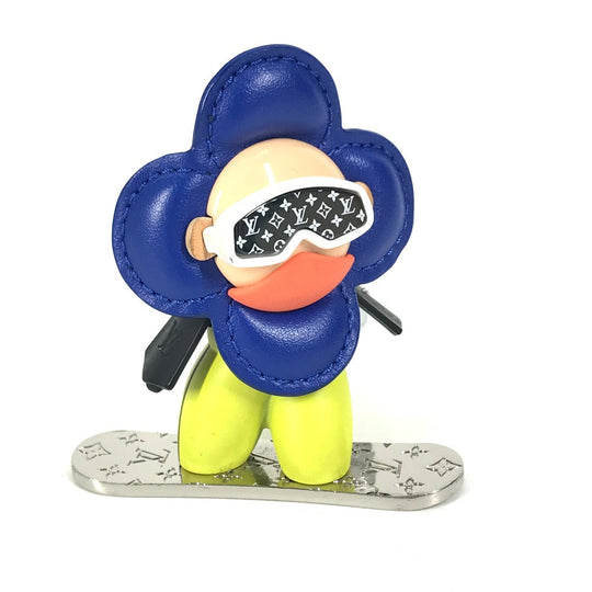 LOUIS VUITTON key ring M00965 Metal, Leather blue Bijou Sac Snowboard Vivienne Women Used Authentic