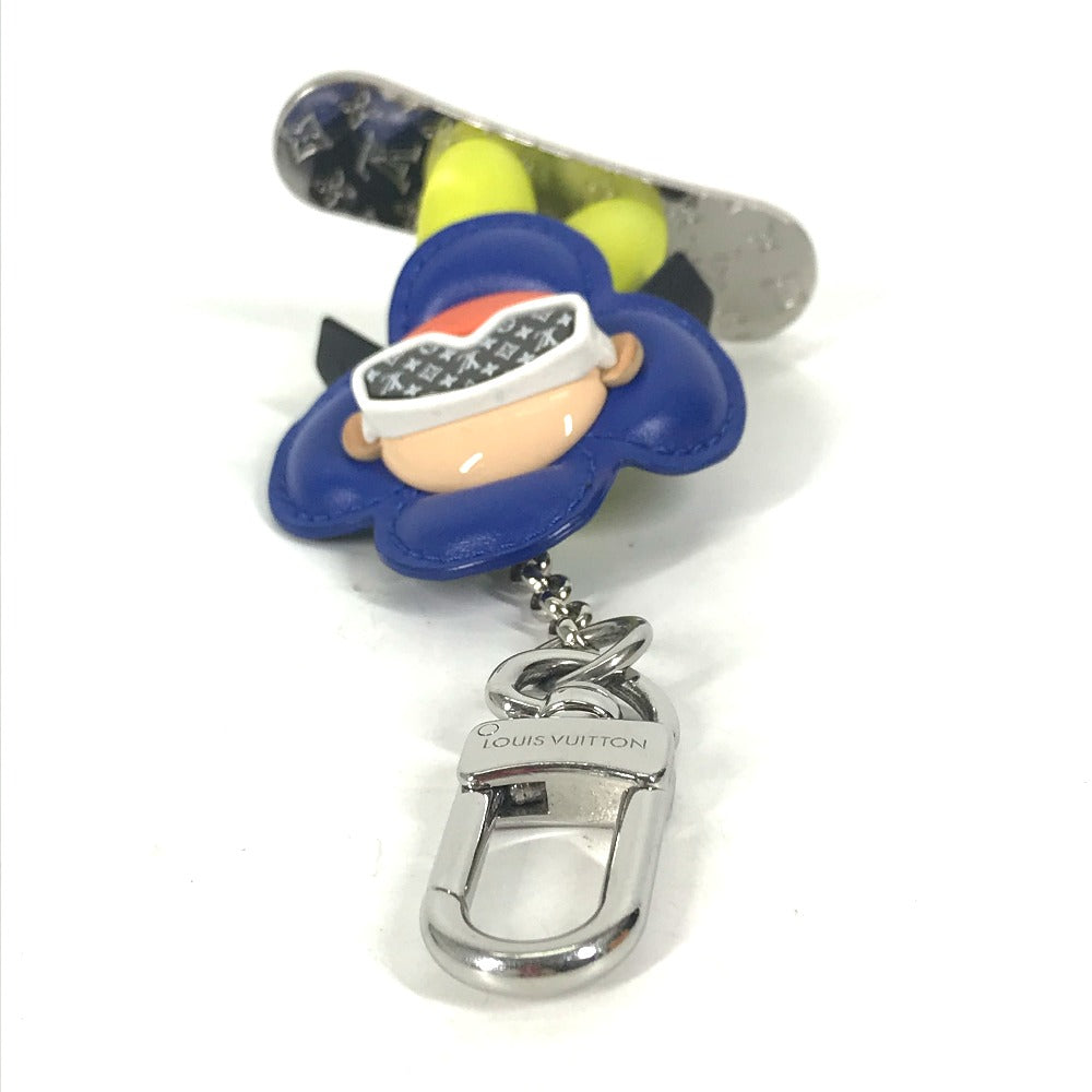 LOUIS VUITTON key ring M00965 Metal, Leather blue Bijou Sac Snowboard Vivienne Women Used Authentic