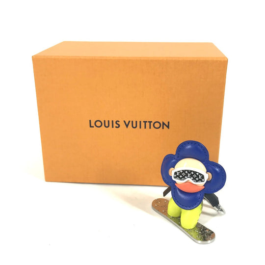 LOUIS VUITTON key ring M00965 Metal, Leather blue Bijou Sac Snowboard Vivienne Women Used Authentic