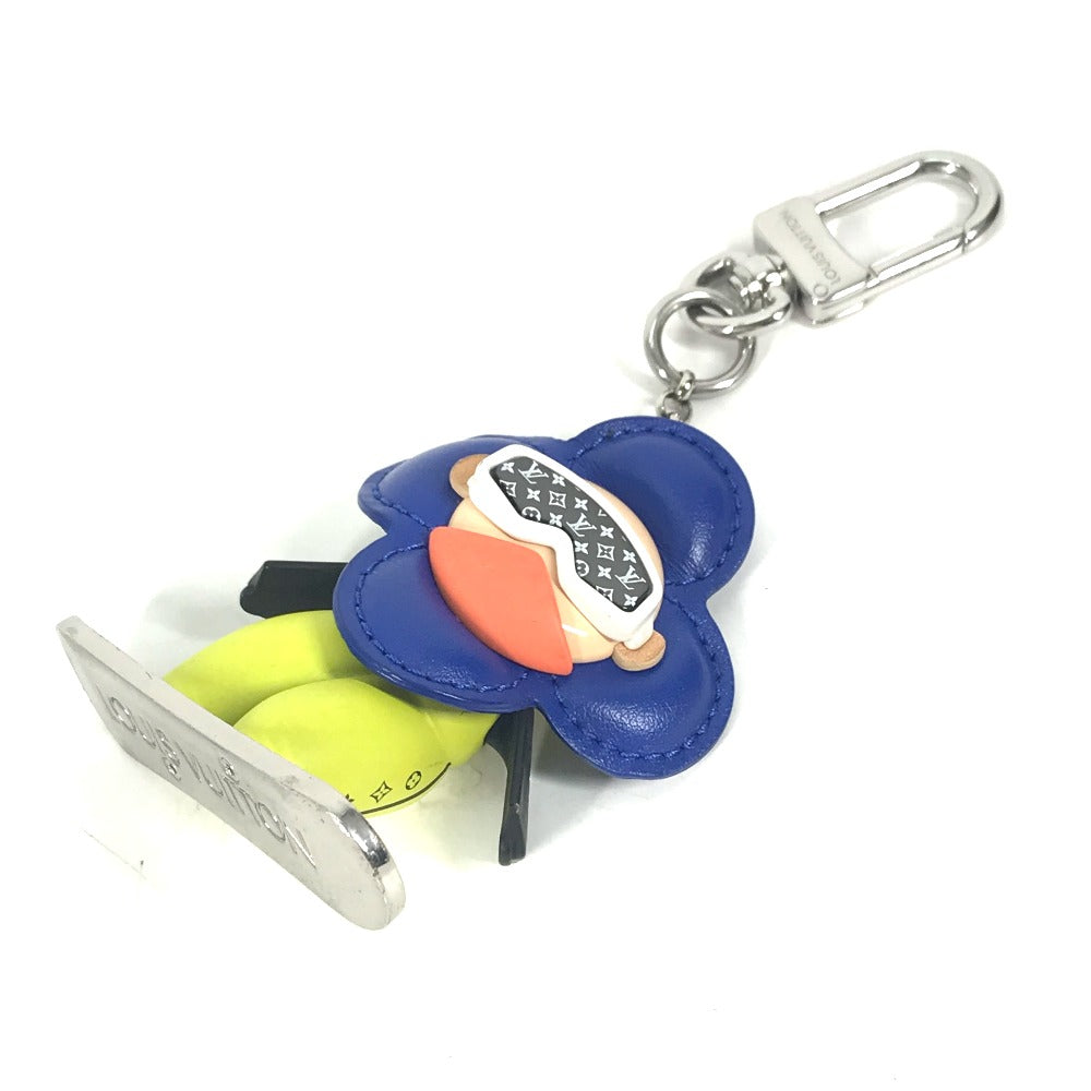 LOUIS VUITTON key ring M00965 Metal, Leather blue Bijou Sac Snowboard Vivienne Women Used Authentic