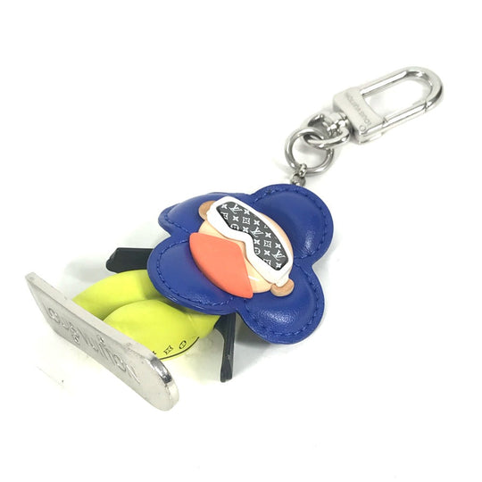 LOUIS VUITTON key ring M00965 Metal, Leather blue Bijou Sac Snowboard Vivienne Women Used Authentic