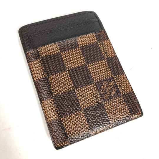 LOUIS VUITTON Card Case N61209 Damier canvas Brown Damier Porte Cartes Pance Women Used Authentic