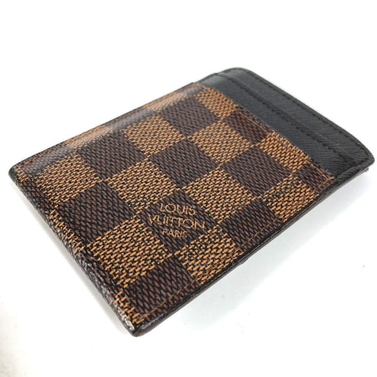 LOUIS VUITTON Card Case N61209 Damier canvas Brown Damier Porte Cartes Pance Women Used Authentic