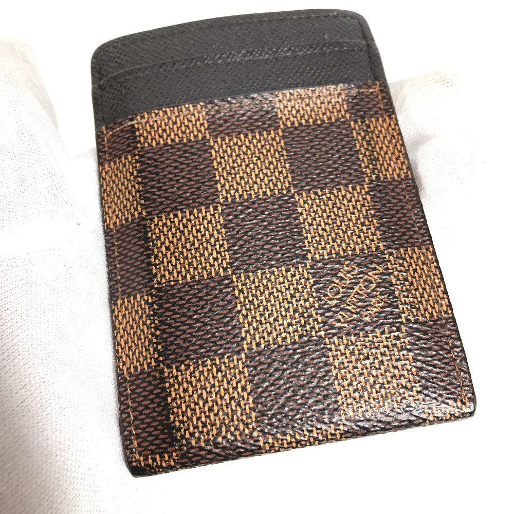 LOUIS VUITTON Card Case N61209 Damier canvas Brown Damier Porte Cartes Pance Women Used Authentic