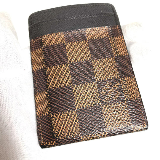 LOUIS VUITTON Card Case N61209 Damier canvas Brown Damier Porte Cartes Pance Women Used Authentic