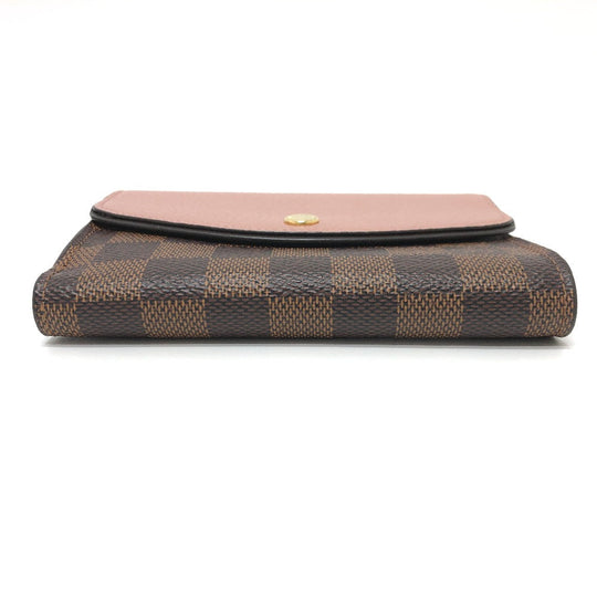 LOUIS VUITTON Folded wallet N60043 Damier canvas Brown Portefeuille Normandy Women Used Authentic
