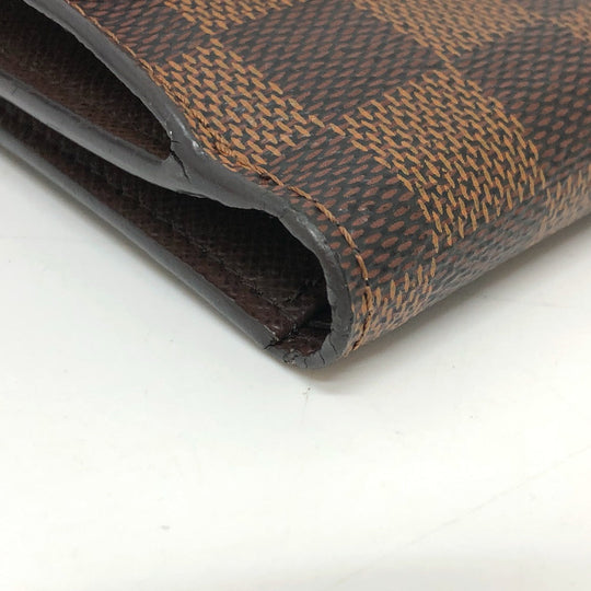 LOUIS VUITTON Folded wallet N60043 Damier canvas Brown Portefeuille Normandy Women Used Authentic