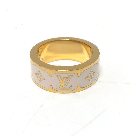 LOUIS VUITTON Ring M1565S metal white Ring Nano Gram Enamel Women S Used Authentic