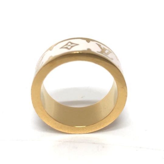 LOUIS VUITTON Ring M1565S metal white Ring Nano Gram Enamel Women S Used Authentic