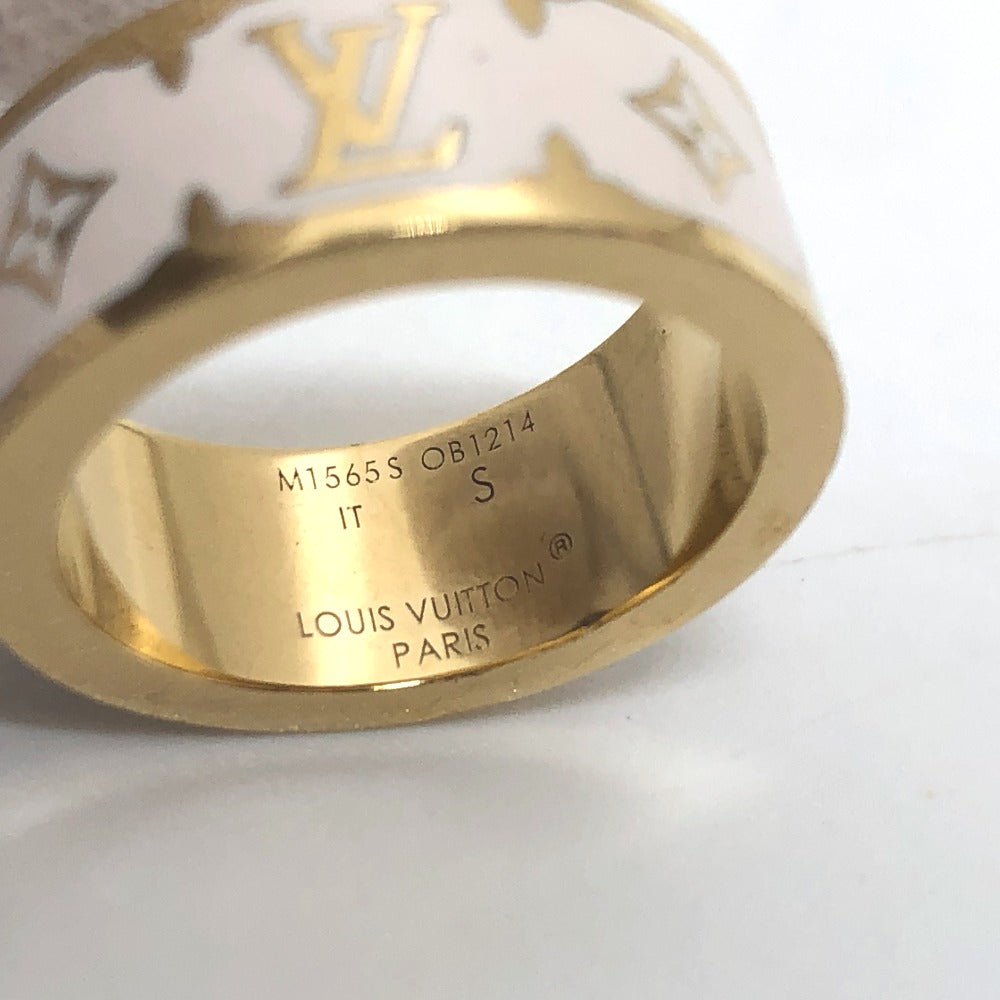 LOUIS VUITTON Ring M1565S metal white Ring Nano Gram Enamel Women S Used Authentic