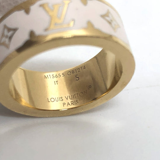 LOUIS VUITTON Ring M1565S metal white Ring Nano Gram Enamel Women S Used Authentic